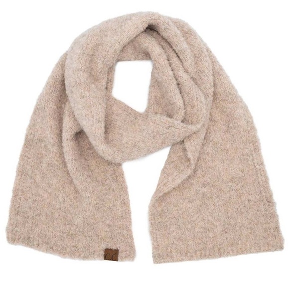 C.C Soft‎ Stretch Messy Bun Ponytail Beanie And C.C Mixed Color Boucle Scarf Set - Picture 8 of 10